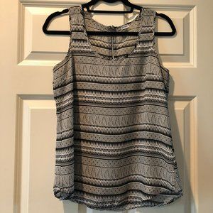 Black and White Patterned Women's Blouse Tank